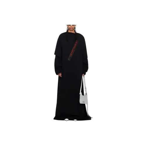 Jean Paul Gaultier Длинное платье с длинными рукавами женское черное