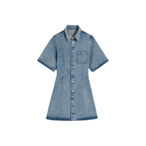 AMIPARIS Винтажный синий Женские Короткие Платья с Рукавами