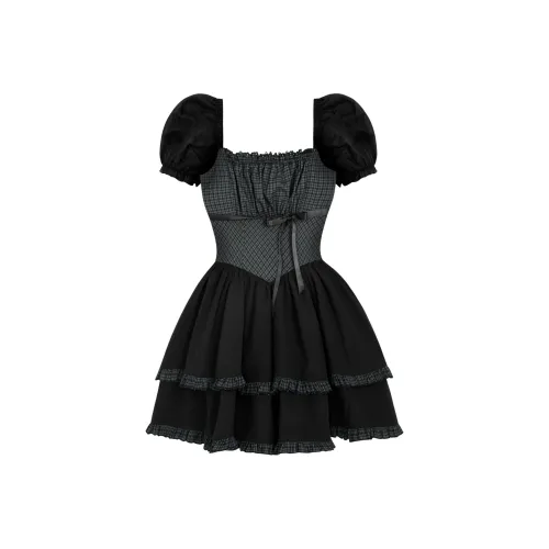 Sagidolls Black Женские Короткие Платья с Рукавами