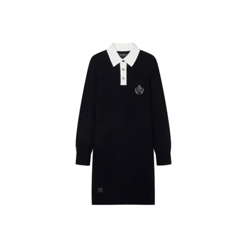 Teenie Weenie Длинное платье с длинными рукавами женское темно-синий