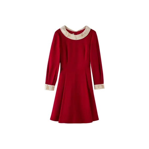 OBBLIGATO Длинное платье с длинными рукавами женское красное