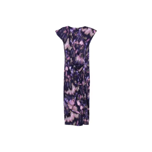 ISABEL MARANT ETOILE SS25 Короткий рукав Платье Женское Фиолетовое