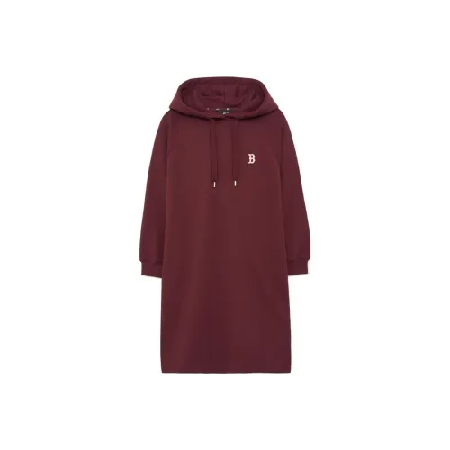 Mlb Base Logo Длинное платье с длинными рукавами женское бордового цвета