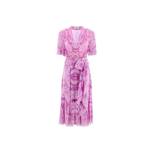 ETRO Розово-красные Женские Платья с Коротким Рукавом