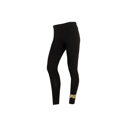 PUMA Женские тренировочные Черные золотые Спортивные брюки