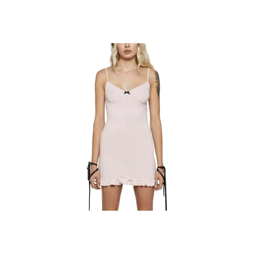 Dolls Kill Sugar Thrillz Waltz Whispers Мини Платье Slip Платье Женское Светло-розовый Светло-розовый