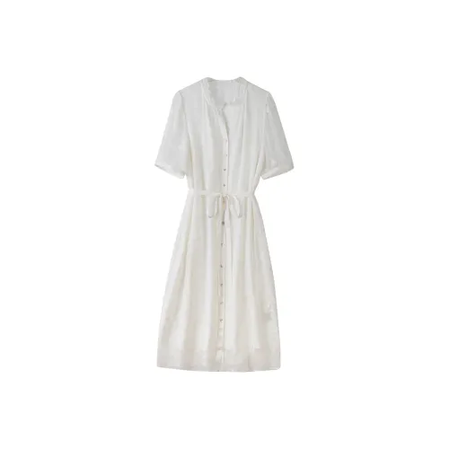 To The West Короткий рукав Платье Женское Белое