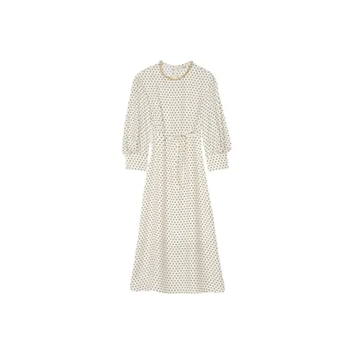 Sandro Длинное платье с длинными рукавами женское черное и белое