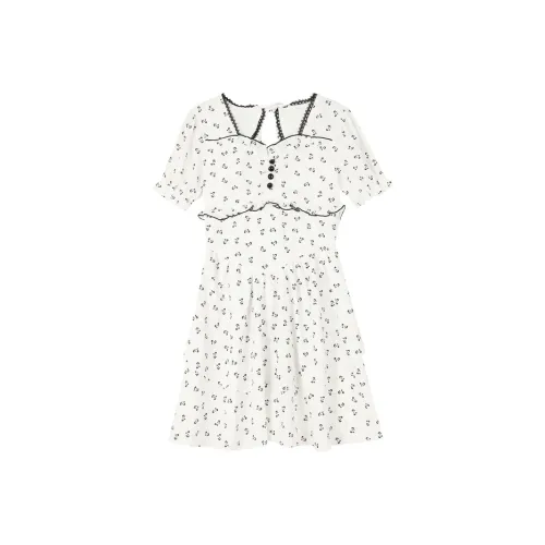 EIDOLON GRAIN Короткий рукав Платье Женское Белое