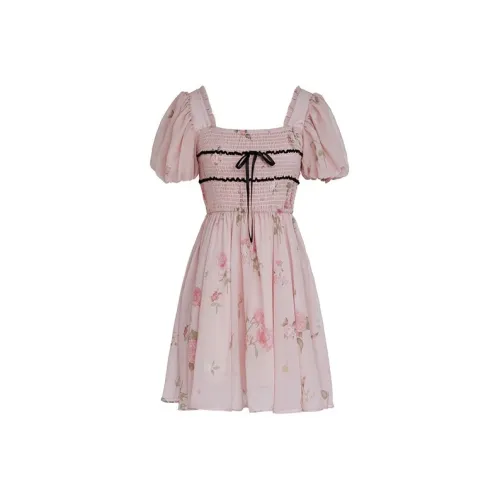 PLAY BUSH Короткий рукав Платье Женское Розовое