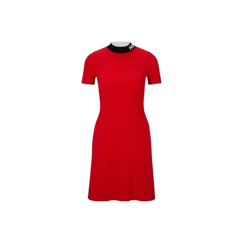 HUGO BOSS Red Женские Короткие Платья с Рукавами