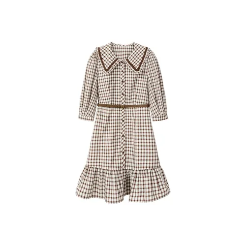 Pit Короткий рукав Платье Женское Клетка