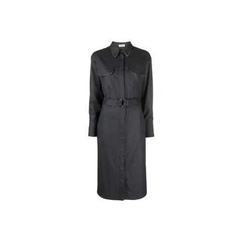 BRUNELLO CUCINELLI SS23 Длинное платье с длинными рукавами женское