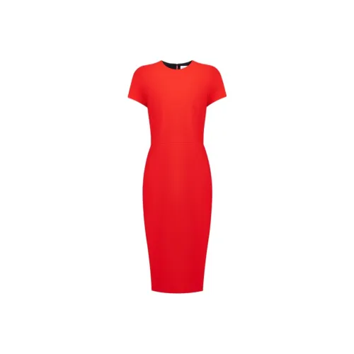 Victoria Beckham Red Женские Короткие Платья с Рукавами