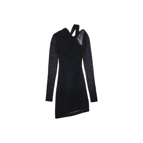 Helmut Lang Черное Женское Длинное Платье с Рукавами