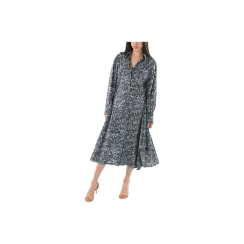 DRIES VAN NOTEN Черное Женское Длинное Платье с Рукавами