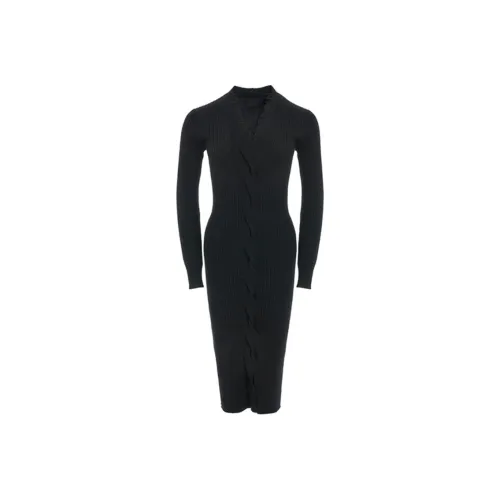 BESIONIA FＷ23 Длинное Платье с Длинными Рукавами Женское Черное