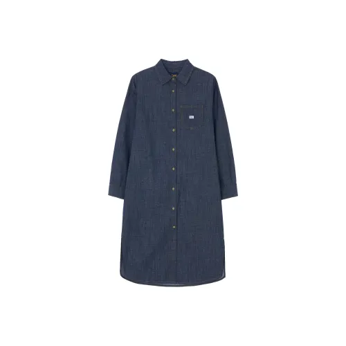 Lee Длинный рукав Платье Женское Индиго