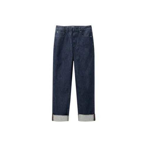 OVV Темно-синий Однотонный A1 Женские Джинсы