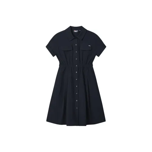 FILA Белый Легендарный Синий Женские Короткие Платья с Рукавами