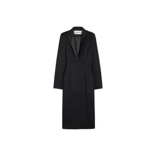 Lanvin Черное Женское Длинное Платье с Длинными Рукавами