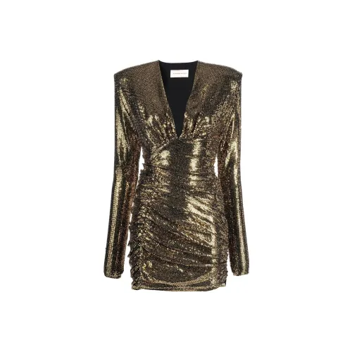 Alexandre Vauthier Golden Женские Длинные Платья с Рукавами