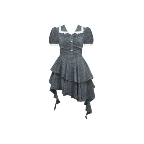 PAIN OR PLEASURE Короткий рукав Платье Женское Черное Серое