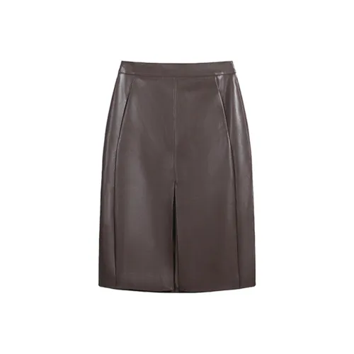 HeartyBite Кожа Длинный Юбка Женские Кофе