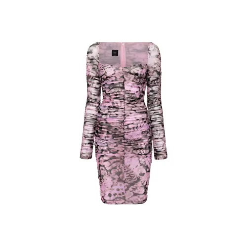 PINKO Длинное платье с длинными рукавами женское розовое