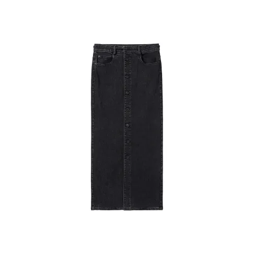 Miss Sixty Деним Длинная Юбка Женская Черная Серый