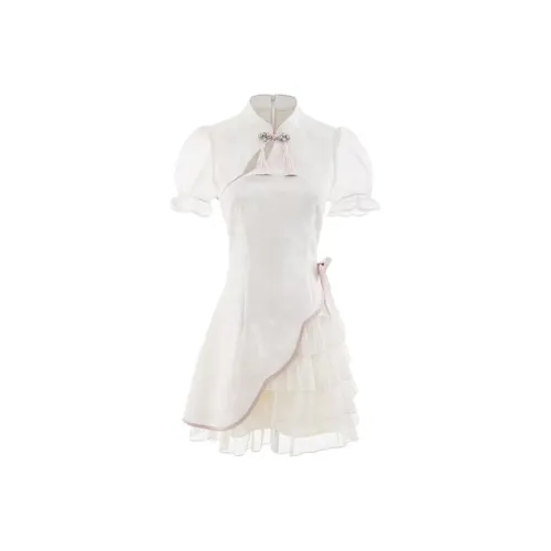 SCCREBEL OFFICIAL Короткий рукав Платье Женское Абрикосовое