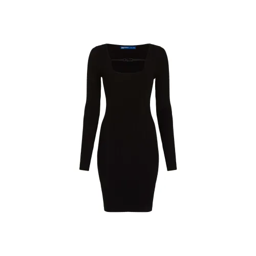 KARL LAGERFELD Длинное платье с длинными рукавами женское черное