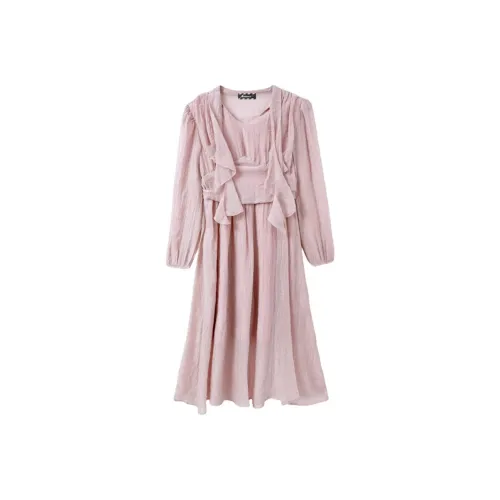 AFGGD Длинное платье с длинными рукавами женское розовое