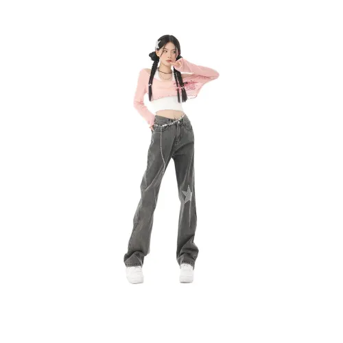 V.W.U Женские джинсы черно-серого цвета