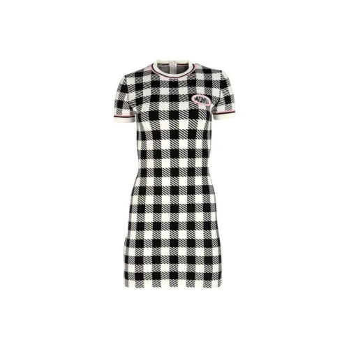 MIU MIU Короткий рукав Платье Женское Черно-белое