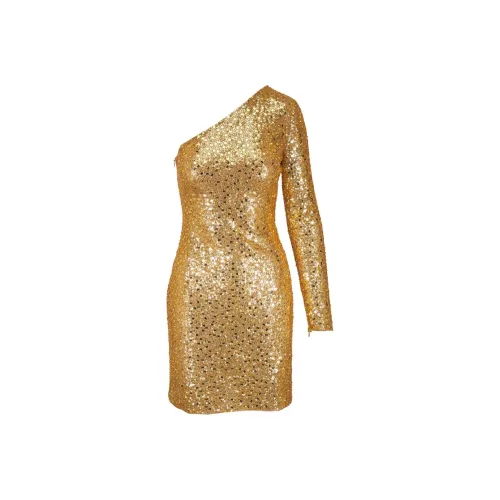 MICHAEL KORS SS25 Длинное Платье с Длинными Рукавами Женское Золотое