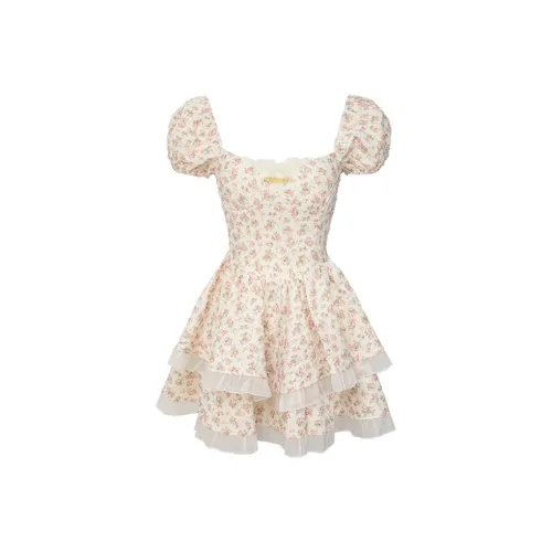 QUIET ANGEL Многоцветные Женские Короткие Платья с Рукавами
