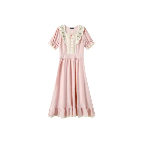EIDOLON GRAIN Короткий рукав Платье Женское Розовое