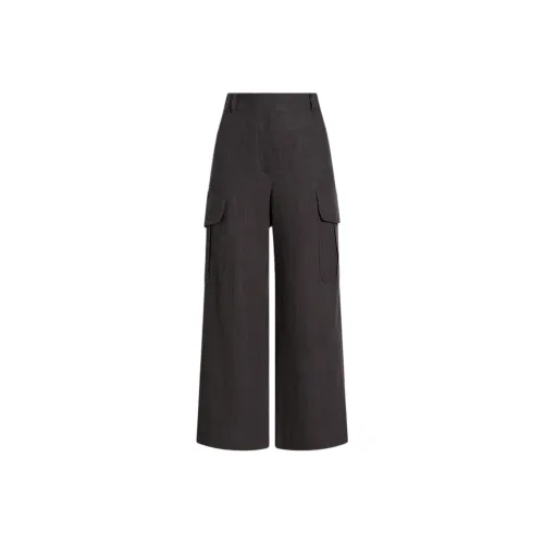 SCANLAN THEODORE Linen Cropped Cargo Pants Women's Espresso Dark Coffee Color SCANLAN THEODORE Льняные укороченные карго-брюки женские цвет эспрессо темный кофейный