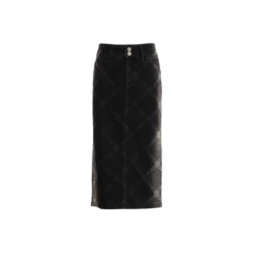 BESIONIA SS23 Denim Long Skirt Women's Black Gray BESIONIA SS23 Деним Длинный Юбка Женская Черный Серый