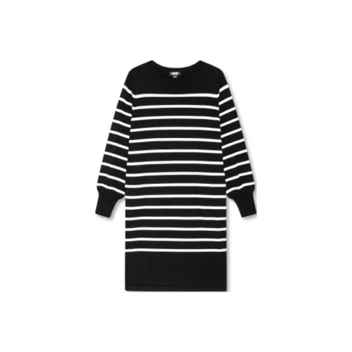 DKNY Длинное платье с длинными рукавами женское черное