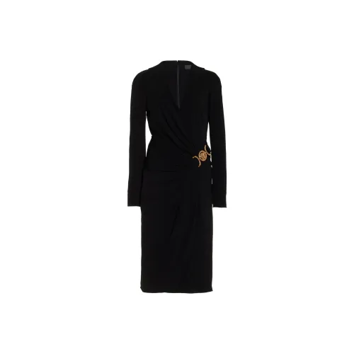 VERSACE Длинное платье с длинными рукавами женское черное