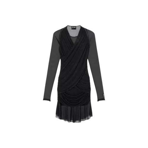 VERSACE JEANS COUTURE Длинное платье с длинными рукавами женское черное