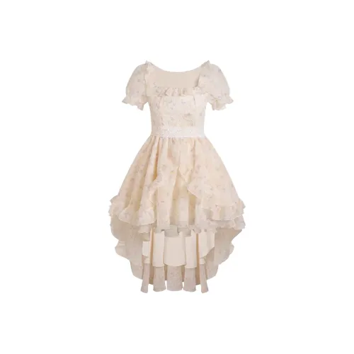 Meanalot Короткий рукав Платье Женское Абрикосовый Цветочный