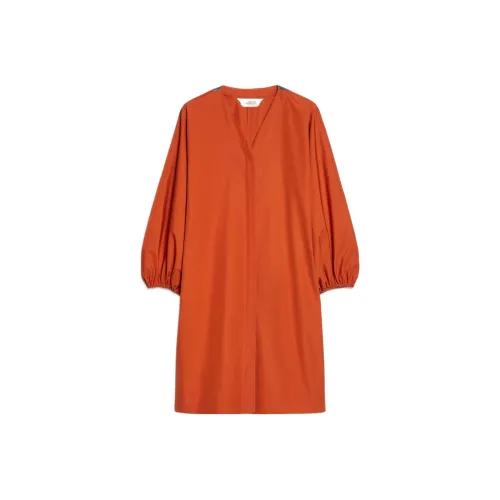 'S MAX MARA Длинное платье с длинными рукавами женское оранжевое
