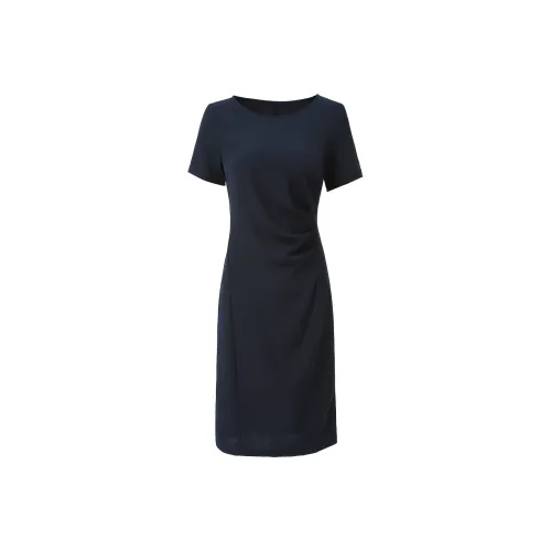 CYANINE SEA Королевский синий Женские Платья с Коротким Рукавом