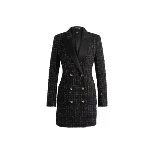 HUGO BOSS Черное Женское Длинное Платье с Длинным Рукавом