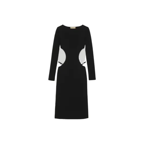 GUCCI SS23 Длинное платье с длинными рукавами женское черное
