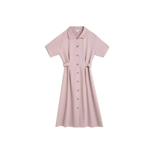 Gui'er Розовый Женские Короткие Платья с Рукавами