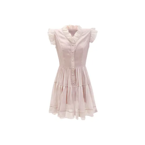 ONEPASS Короткий рукав Платье Женское Пыльно-розовый